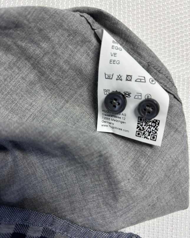 Boss Grey/Black Checkered Regular Fit Shirt