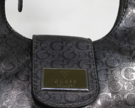 Guess Black Metallic Monogram Shoulder Bag