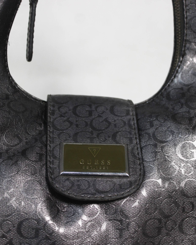 Guess Black Metallic Monogram Shoulder Bag