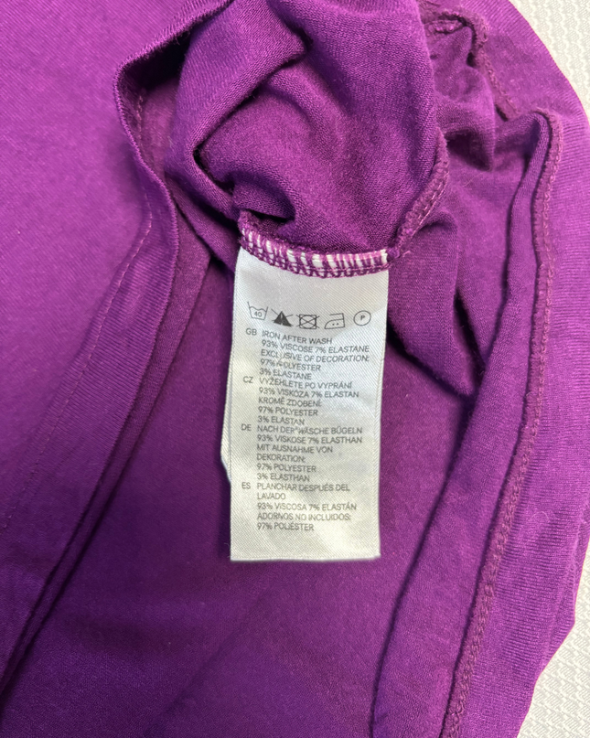 H&M Purple V-Neck Satin Trim Dress