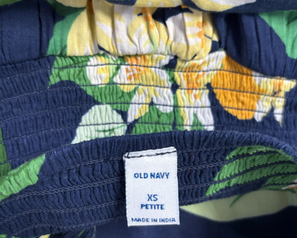 Old Navy Navy Blue Floral Lemon Print Tiered Maxi Dress