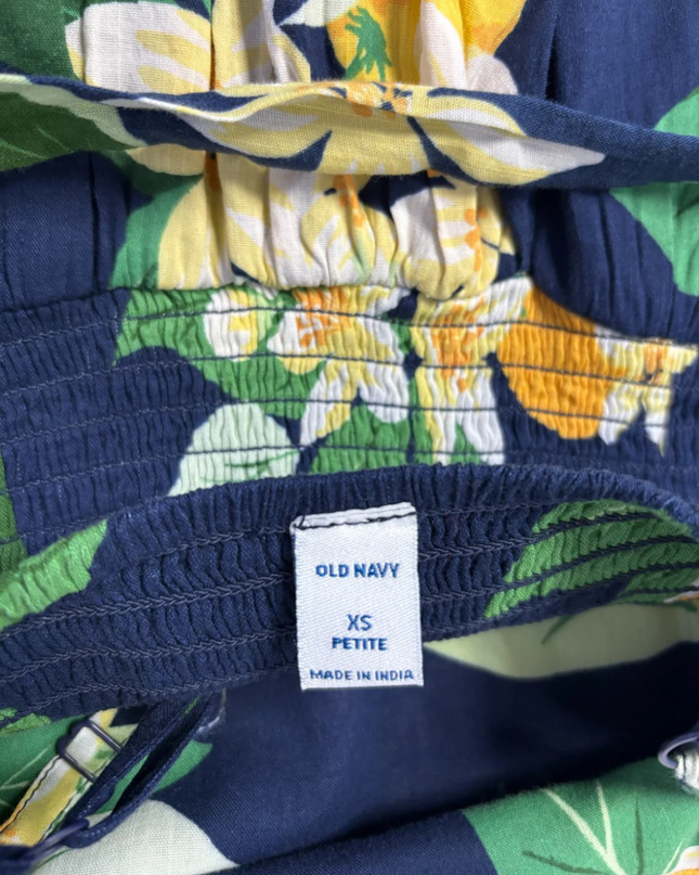 Old Navy Navy Blue Floral Lemon Print Tiered Maxi Dress