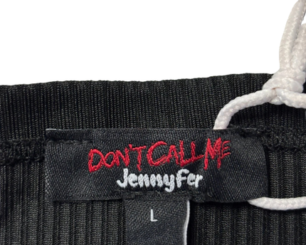 DON'T CALL ME Jennyfer Black Ribbed Rhinestone Strap Cami Top W/Tags