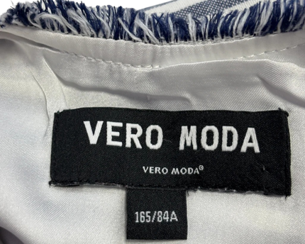 Vero Moda Blue and White Striped Sleeveless Frayed Trim Dress