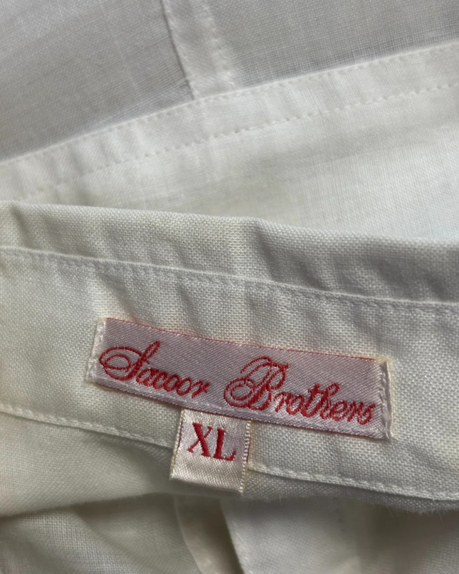 Sacoor Brothers White Ramie Button-Down Midi Shirt Dress
