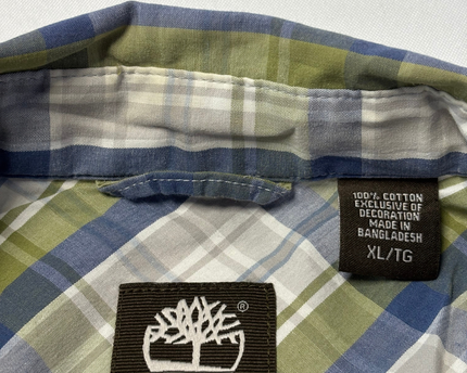 Timberland Green/Blue Plaid Short Sleeve Button-Down Shirt