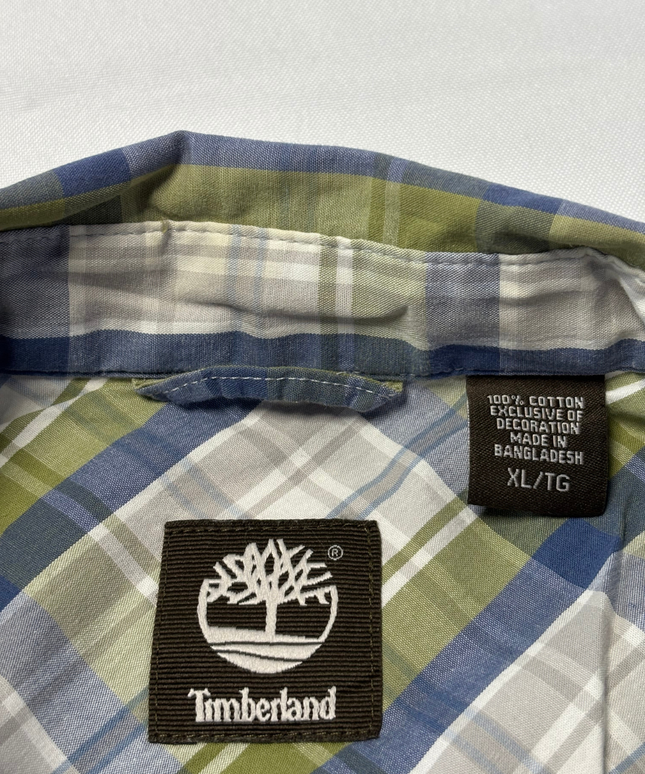 Timberland Green/Blue Plaid Short Sleeve Button-Down Shirt