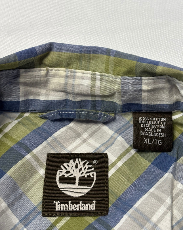 Timberland Green/Blue Plaid Short Sleeve Button-Down Shirt