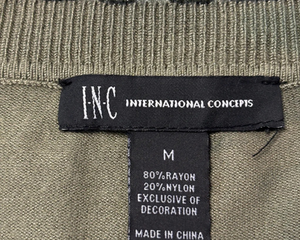 INC International Concepts Camouflage Lace-Up Sleeve Sweater