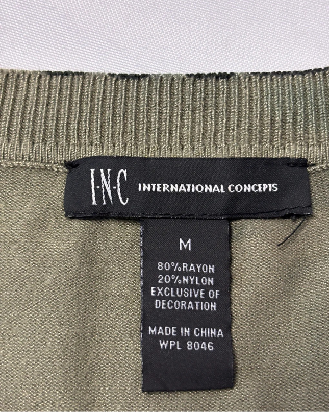 INC International Concepts Camouflage Lace-Up Sleeve Sweater