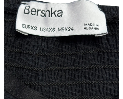 Bershka Black Puff Sleeve Tie-Front Crop Top