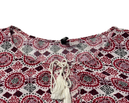 H&M Red/White/Black Patterned Boho Mini Dress