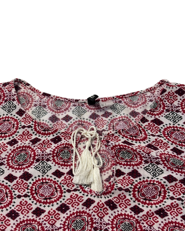 H&M Red/White/Black Patterned Boho Mini Dress