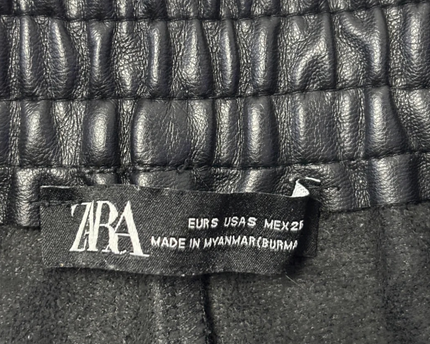 Zara Black Faux Leather Jogger Pants