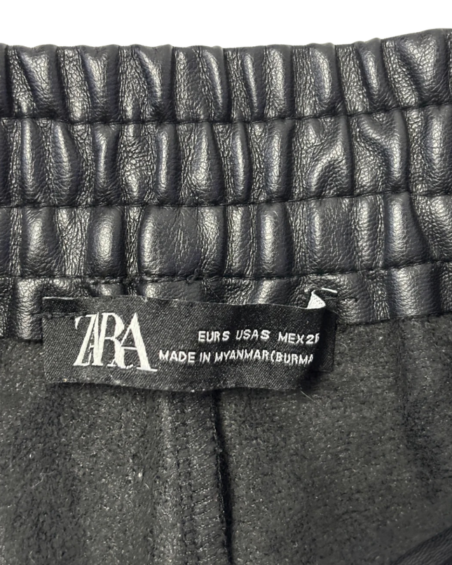 Zara Black Faux Leather Jogger Pants