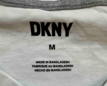 DKNY Shadow Block Logo Cream Cotton T-Shirt - M