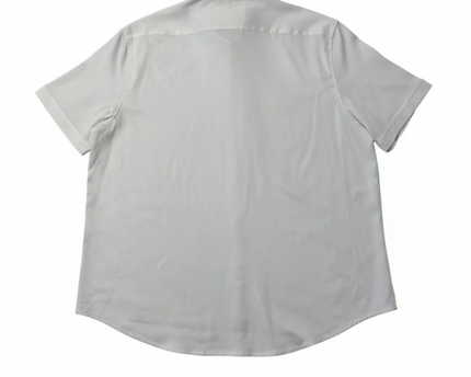 Denim & Flower White Textured Short Sleeve Button-Down Shirt