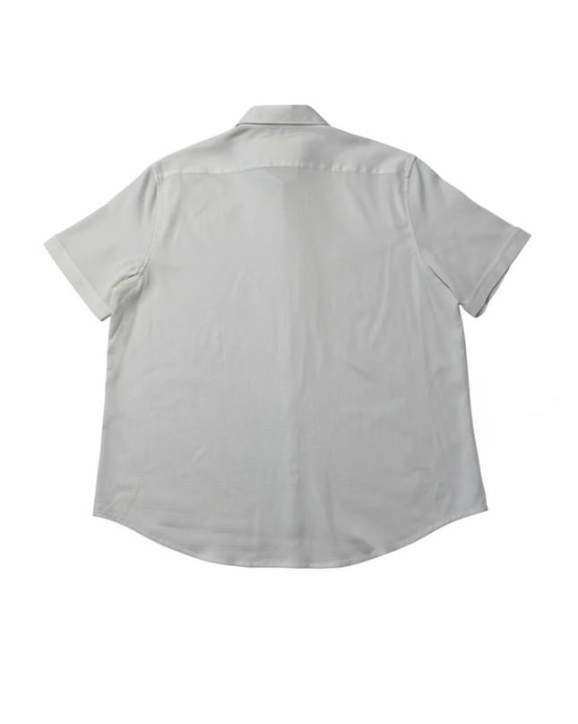 Denim & Flower White Textured Short Sleeve Button-Down Shirt