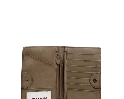 DKNY Beige Saffiano Leather Multi-Zip Wallet