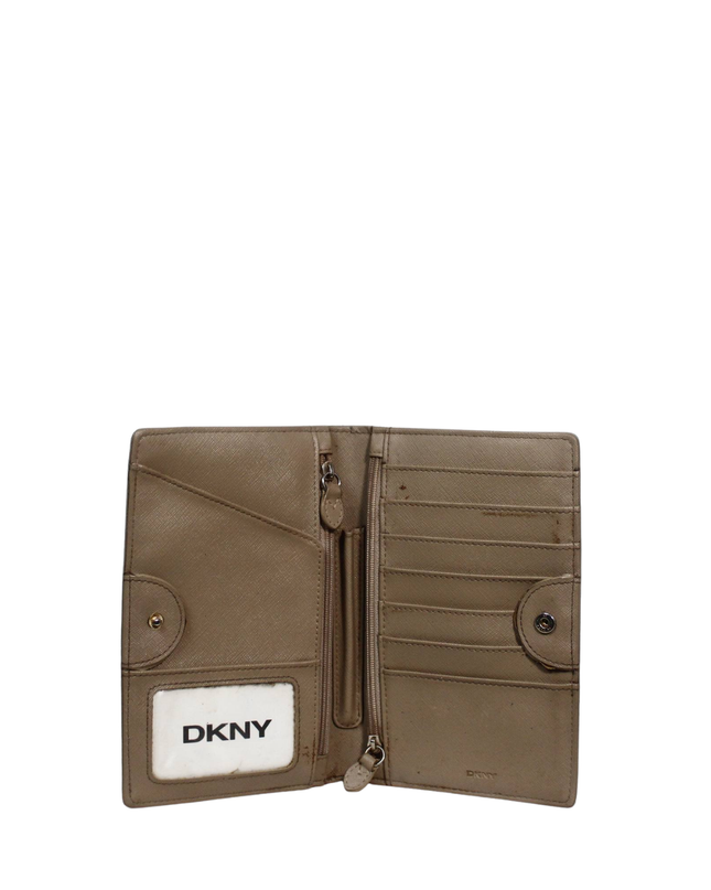 DKNY Beige Saffiano Leather Multi-Zip Wallet