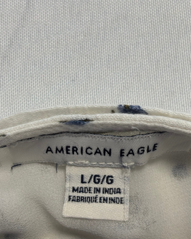 American Eagle White Floral Tiered V-Neck Mini Dress