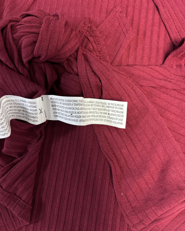 Forever 21 Maroon Ribbed Mock Neck Crop Top