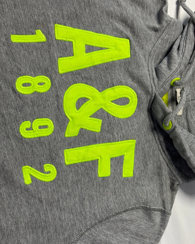 Abercrombie & Fitch Grey Graphic Fleece Pullover Hoodie