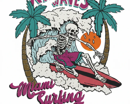 Jacamo Light Blue Miami Surfing Skeleton Graphic Tee