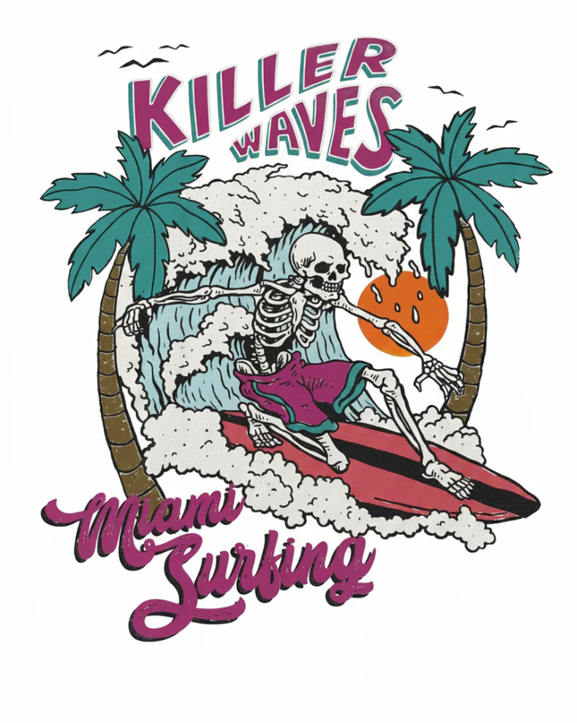 Jacamo Light Blue Miami Surfing Skeleton Graphic Tee