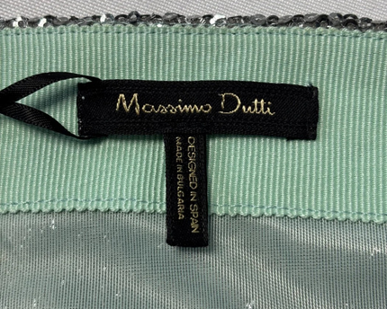 Massimo Dutti Silver Sequin Mini Skirt W/TAG