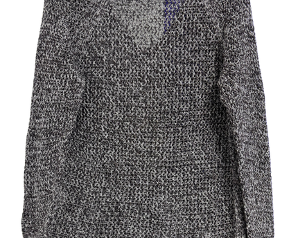 NIC+ZOE Black/White Open Knit V-Neck Sweater