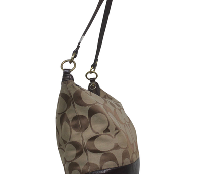Coach Brown Signature Monogram Canvas Hobo Bag