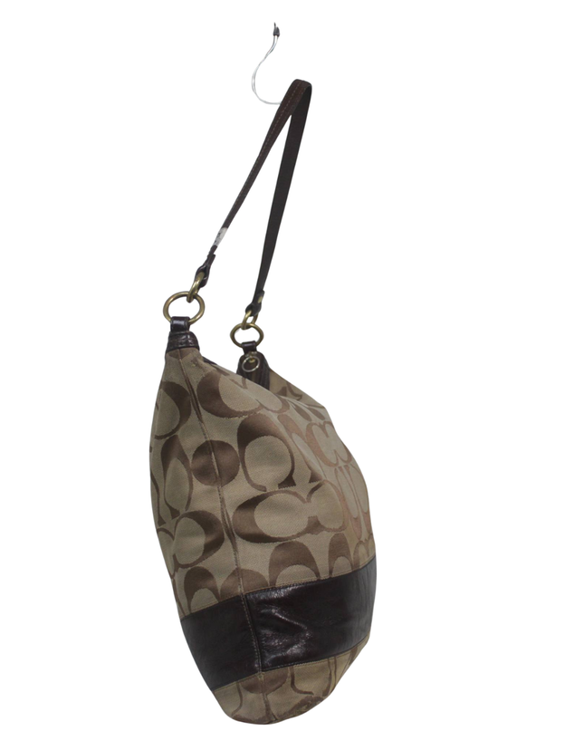 Coach Brown Signature Monogram Canvas Hobo Bag