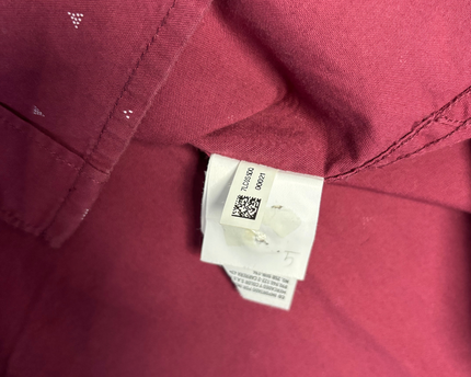 American Eagle Maroon Short Sleeve Geometric Print Button-Down Shirt