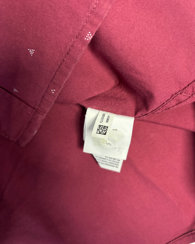 American Eagle Maroon Short Sleeve Geometric Print Button-Down Shirt