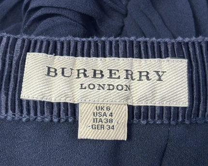 Burberry Navy Blue Ruched Pencil Skirt