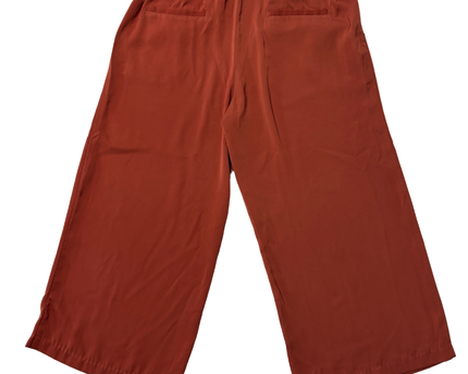 2XTREMZ Rust Wide-Leg Cropped Paper Bag Waist Pants