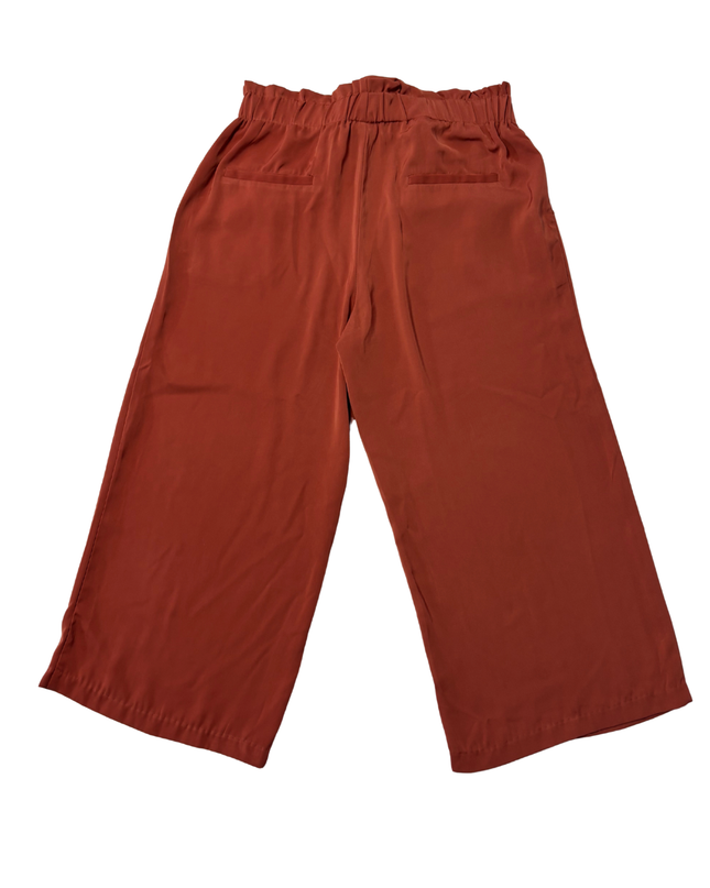 2XTREMZ Rust Wide-Leg Cropped Paper Bag Waist Pants
