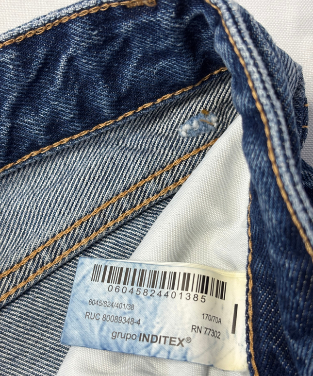 Zara Blue High-Rise Wide Leg Jeans with Raw Hem