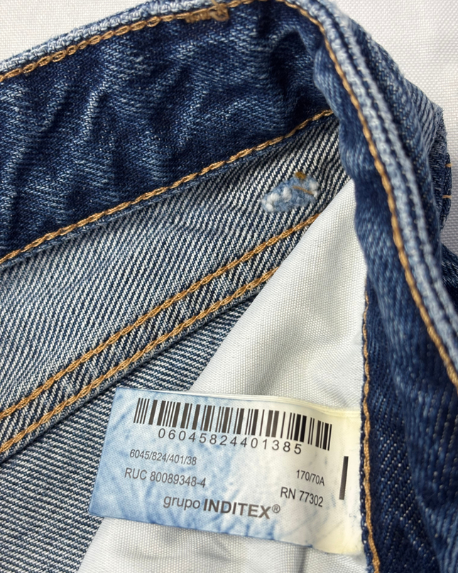 Zara Blue High-Rise Wide Leg Jeans with Raw Hem