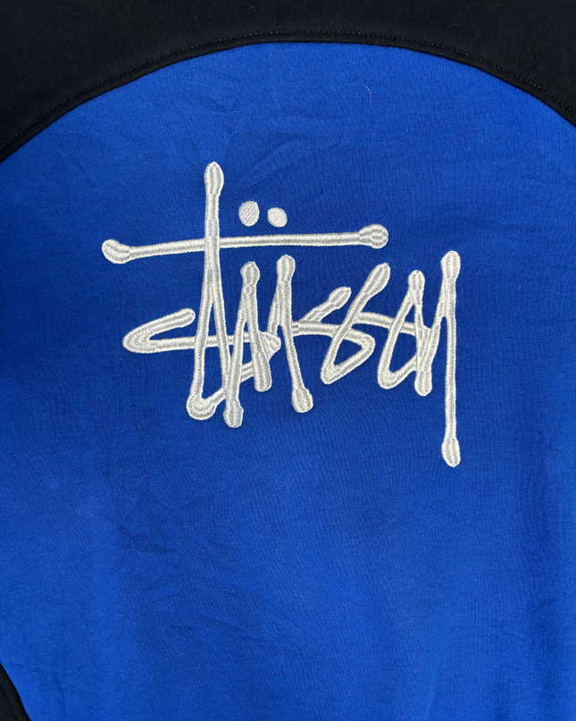 Stussy Black and Blue Two-Tone Logo Sweatshirt