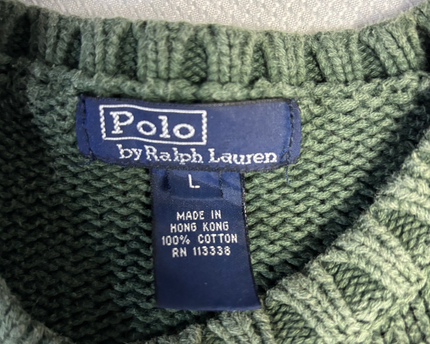 Ralph Lauren Green American Flag Cotton Knit Sweater
