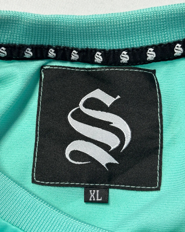 Sinners Attire Aqua Embroidered Number 7 Streetwear Jersey