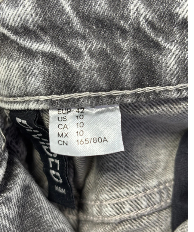 H&M Divided Grey Acid Wash Wide-Leg Denim Jeans