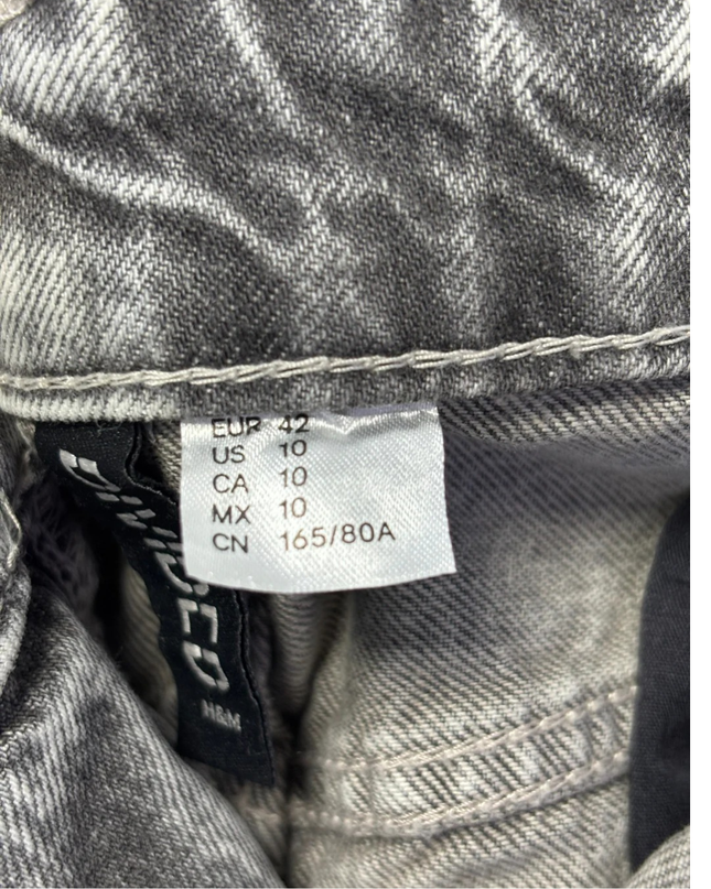 H&M Divided Grey Acid Wash Wide-Leg Denim Jeans