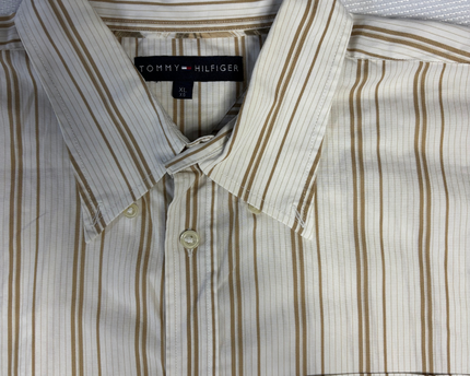 Tommy Hilfiger Beige Striped Long Sleeve Button-Down Shirt