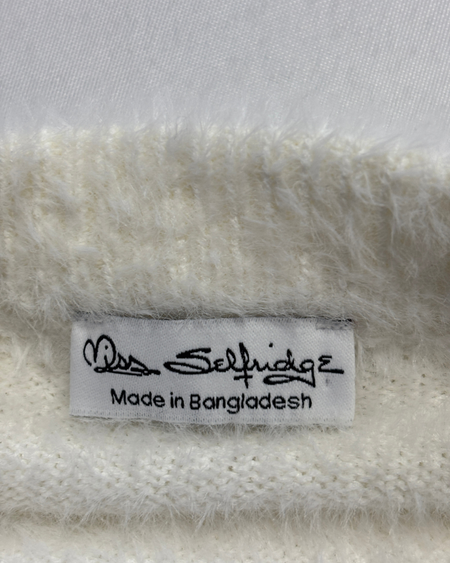 Miss Selfridge White Fluffy Eyelash Knit Sweater