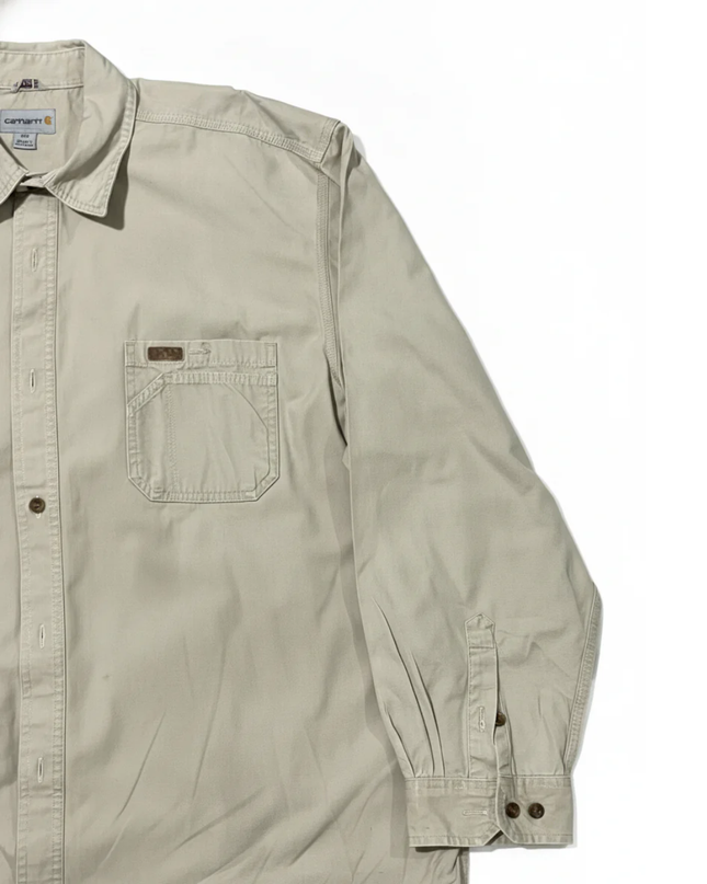 Carhartt Beige Rugged Long Sleeve Work Shirt