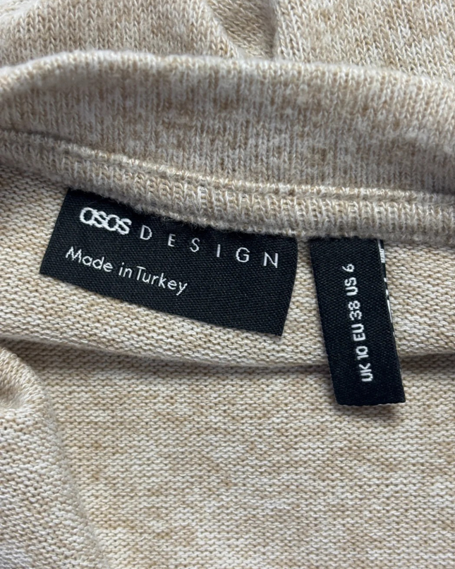 ASOS DESIGN Beige Long Sleeve Cropped Knit Top