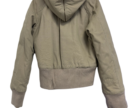 Nike Tan Faux Fur Trimmed Hooded Bomber Jacket